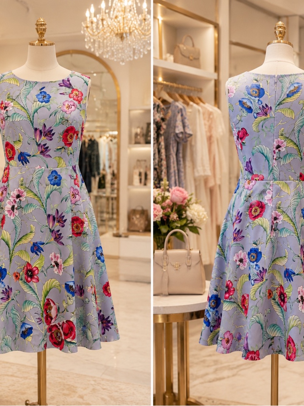 Ann Taylor Botanical Garden Floral Fit & Flare Dress in Periwinkle Lavender - Picture 5 of 8